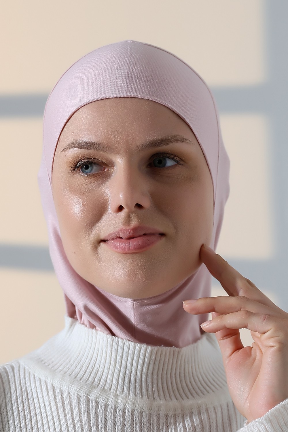 İhvan Online Pratik Boyunluklu Geçmeli Büyük Tesettür Bone - Krem görsel 3