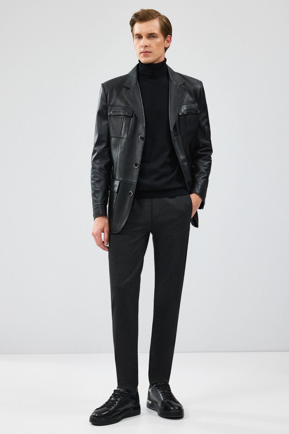 Derimod Kevin Erkek Siyah Blazer Deri Ceket 21WGD6405U4 görsel 6