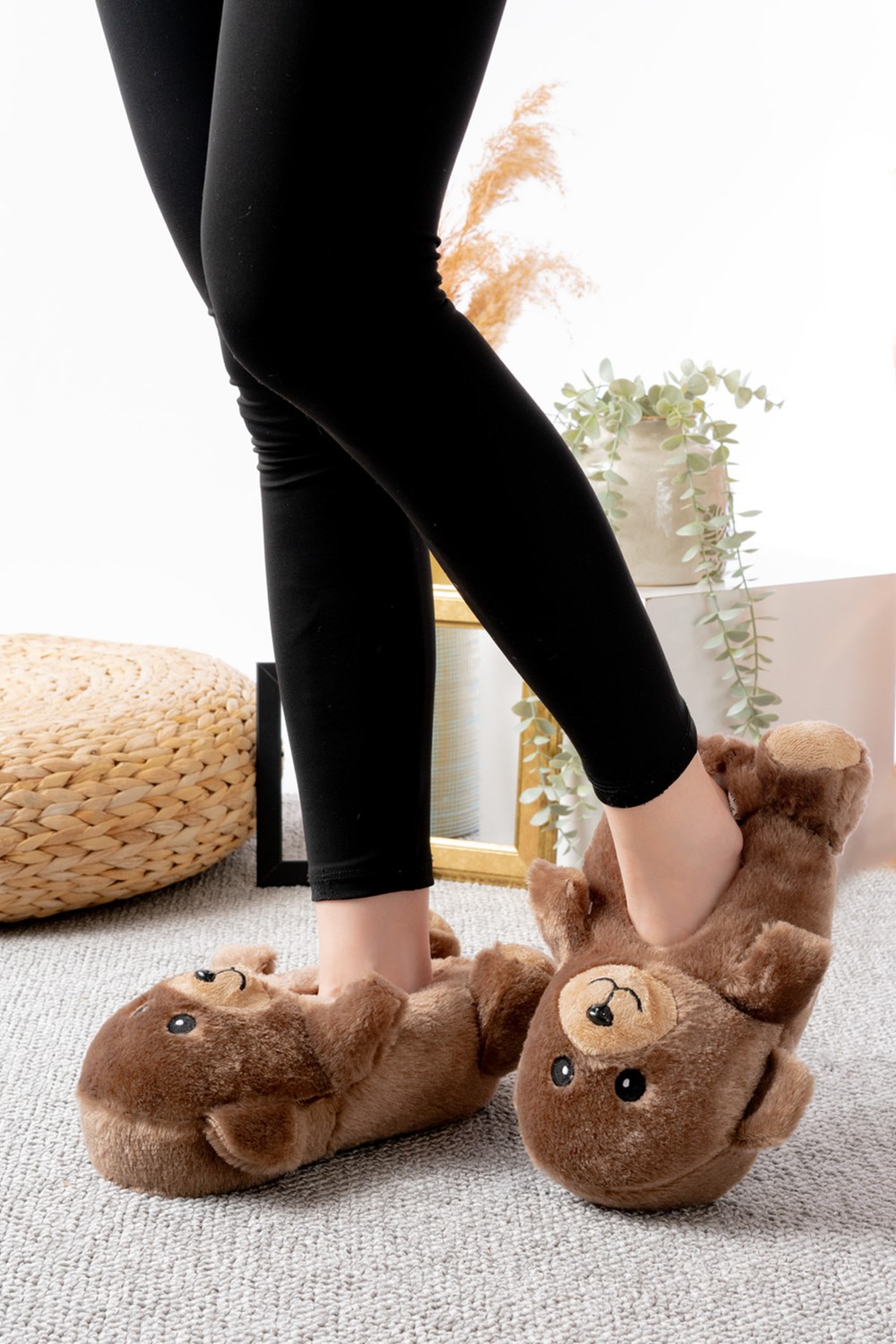 Slipcat Ayıcık Figürlü Peluş Panduf Ev Pandufu Unisex görsel 2