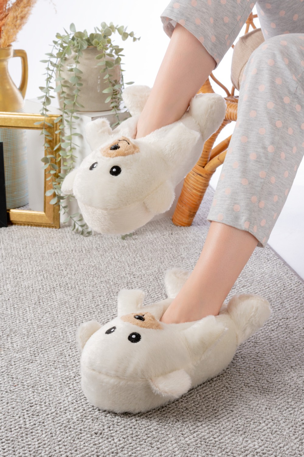 Slipcat Ayıcık Figürlü Peluş Panduf Ev Pandufu Unisex görsel 6
