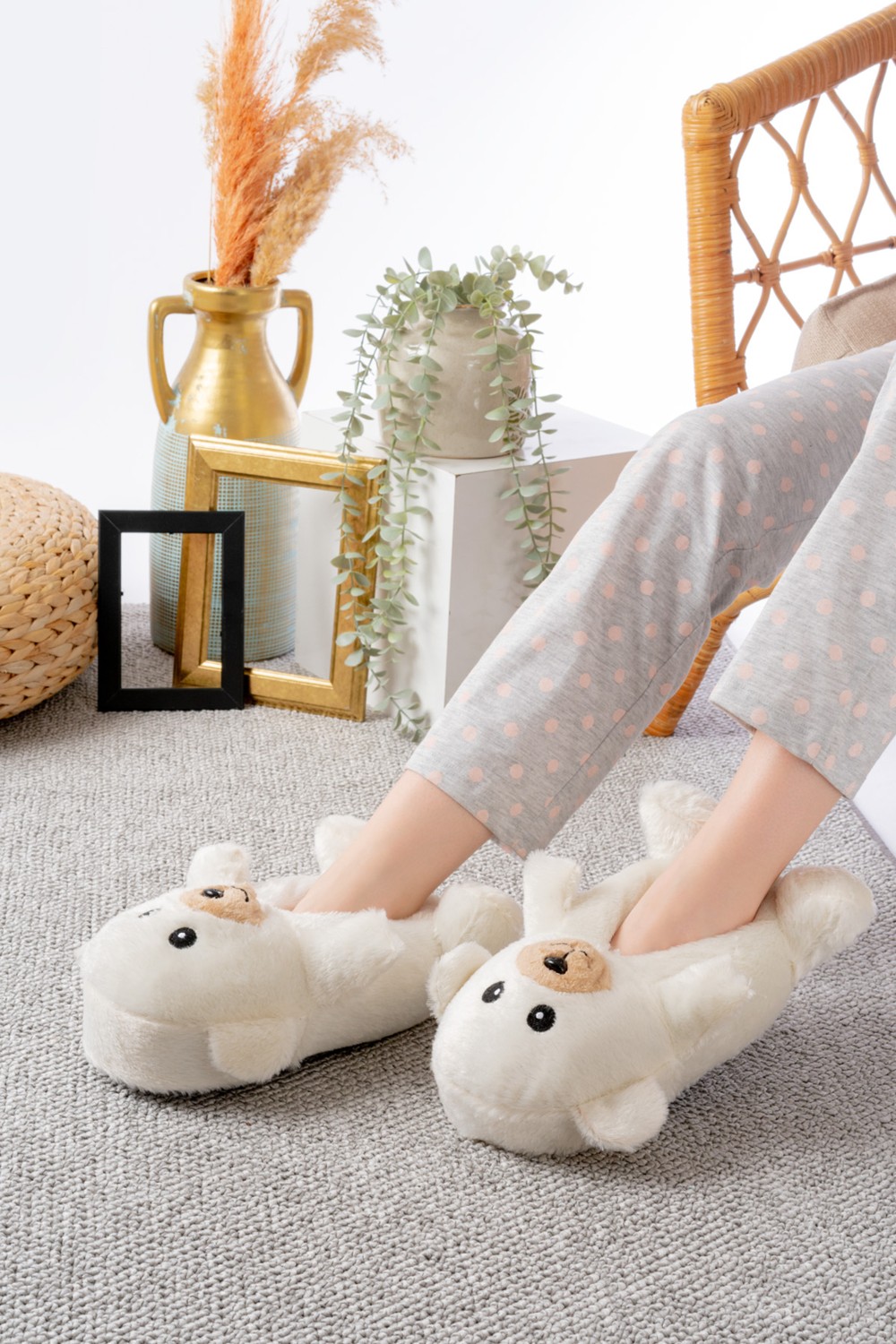 Slipcat Ayıcık Figürlü Peluş Panduf Ev Pandufu Unisex görsel 7