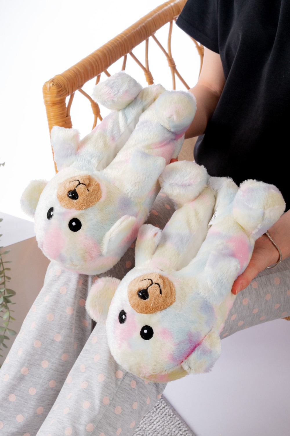 Slipcat Ayıcık Figürlü Peluş Panduf Ev Pandufu Unisex