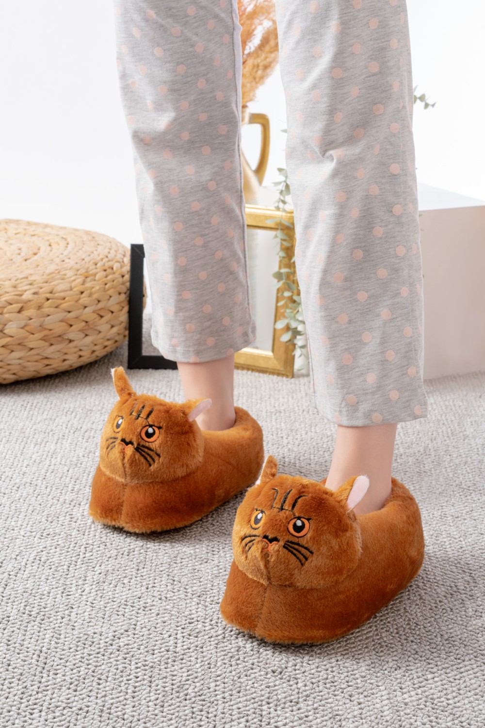 Slipcat Kedi Figürlü Peluş Panduf Ev Pandufu Unisex görsel 2