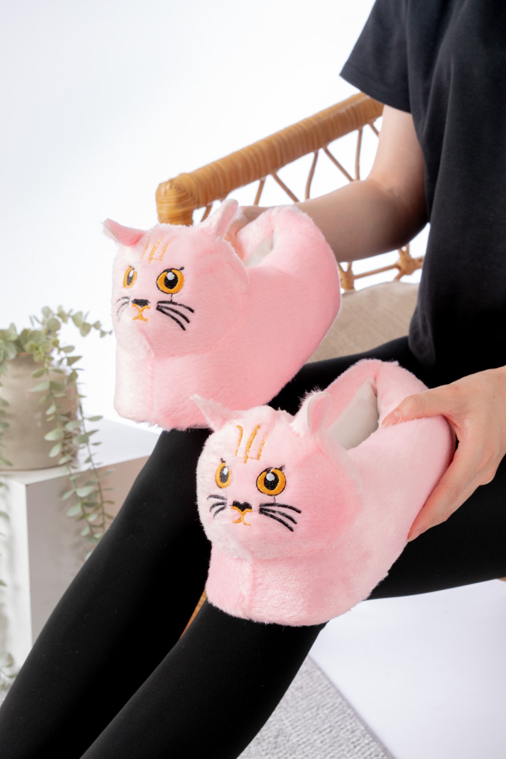 Slipcat Kedi Figürlü Peluş Panduf Ev Pandufu Unisex görsel 5