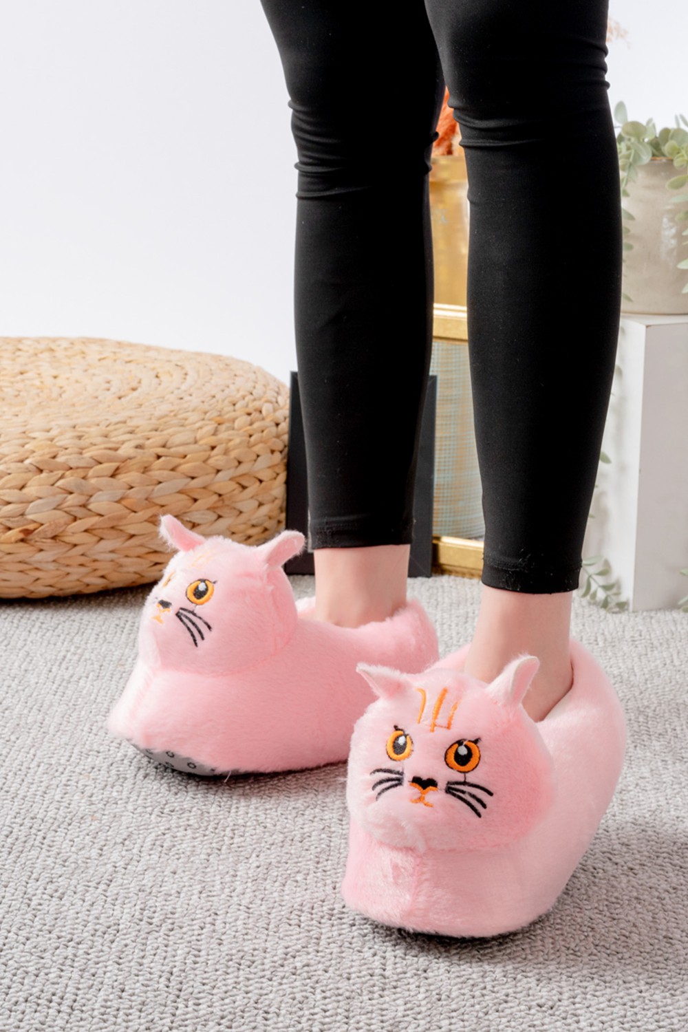 Slipcat Kedi Figürlü Peluş Panduf Ev Pandufu Unisex görsel 6