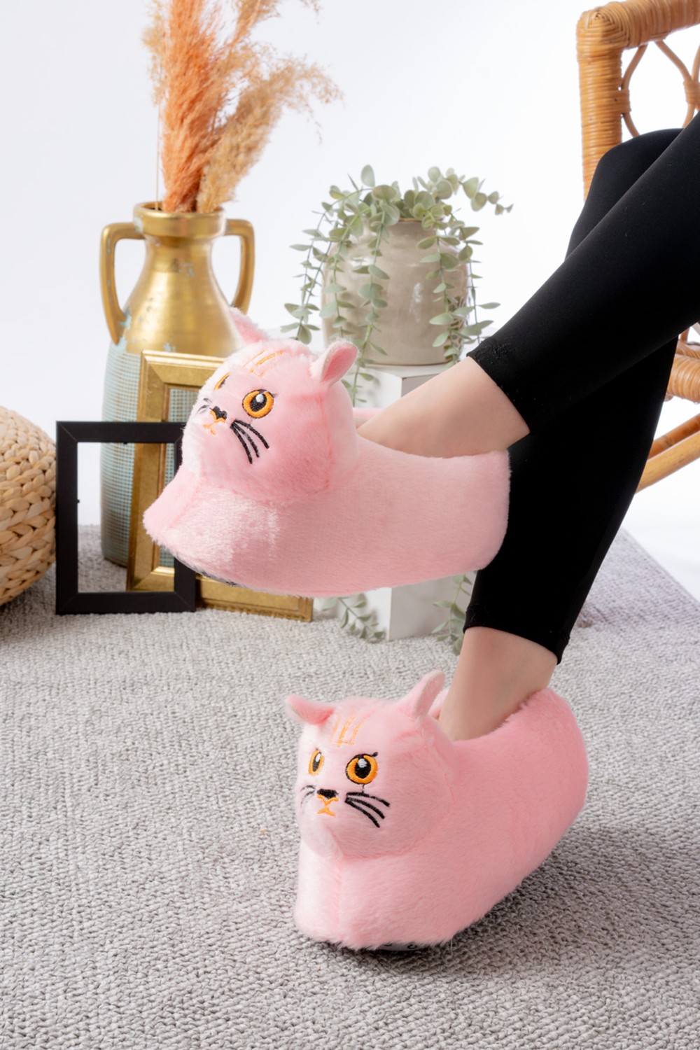 Slipcat Kedi Figürlü Peluş Panduf Ev Pandufu Unisex görsel 7