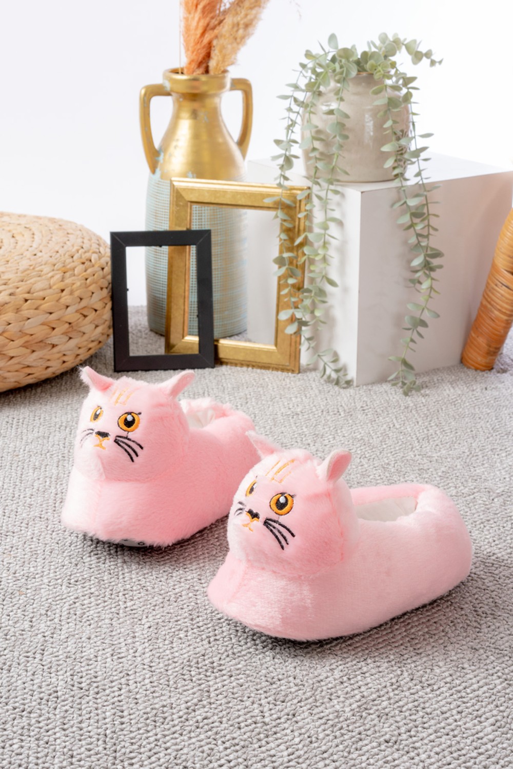 Slipcat Kedi Figürlü Peluş Panduf Ev Pandufu Unisex görsel 8