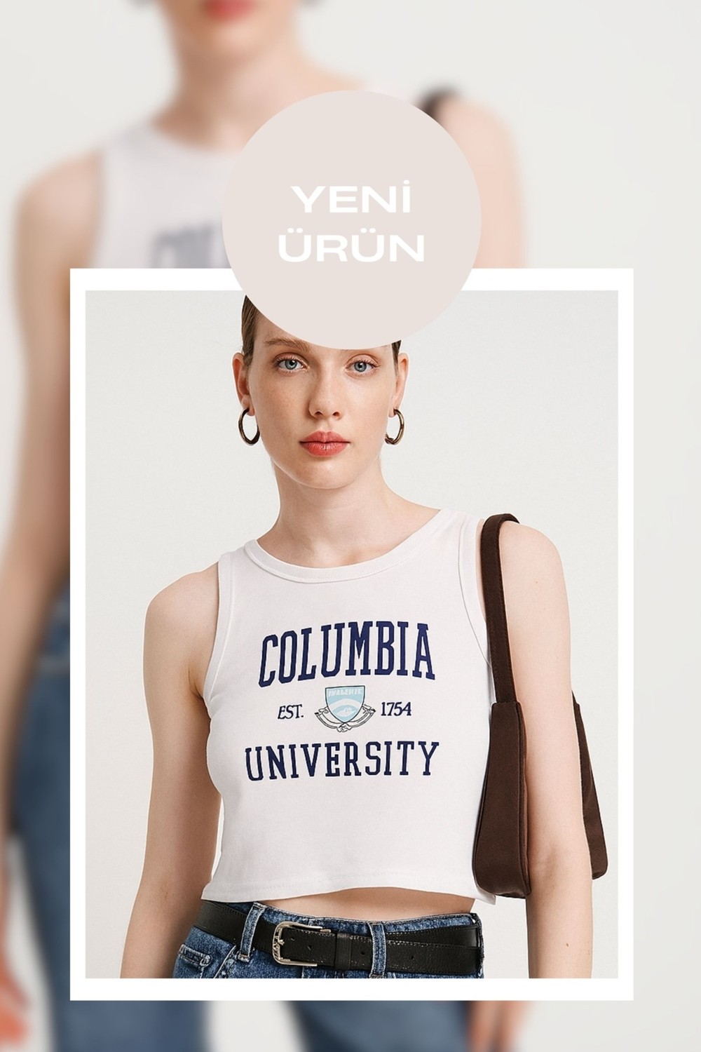 Kübra tekstil Lupinn Moda Kadın Columbia Yazılı Beyaz Crop Atlet, Spor & Günlük Tarz Için Kolsuz Üst görsel 6