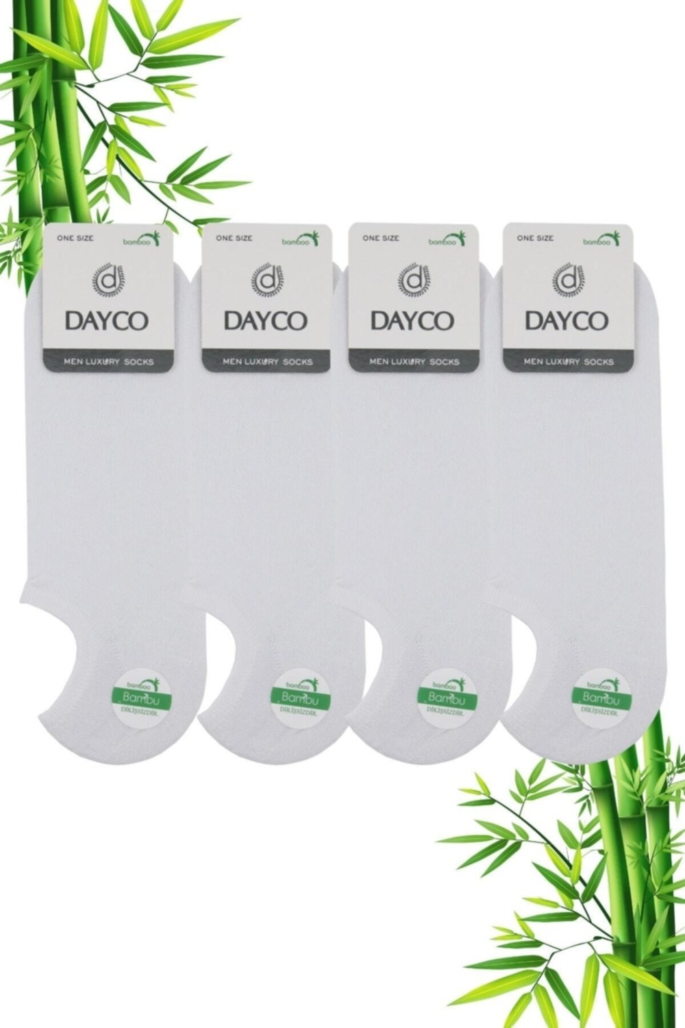 Dayco Premium Bambu Sneakers Görünmez Spor Çorap 4'lü Siyah Dikişsiz ve Organik Liflerden Üretilmiş