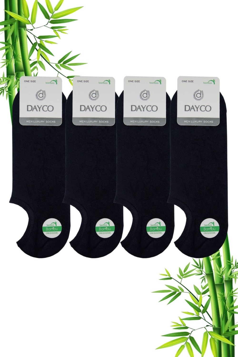 Dayco Premium Bambu Sneakers Görünmez Spor Çorap 4'lü Siyah Dikişsiz ve Organik Liflerden Üretilmiş görsel 6