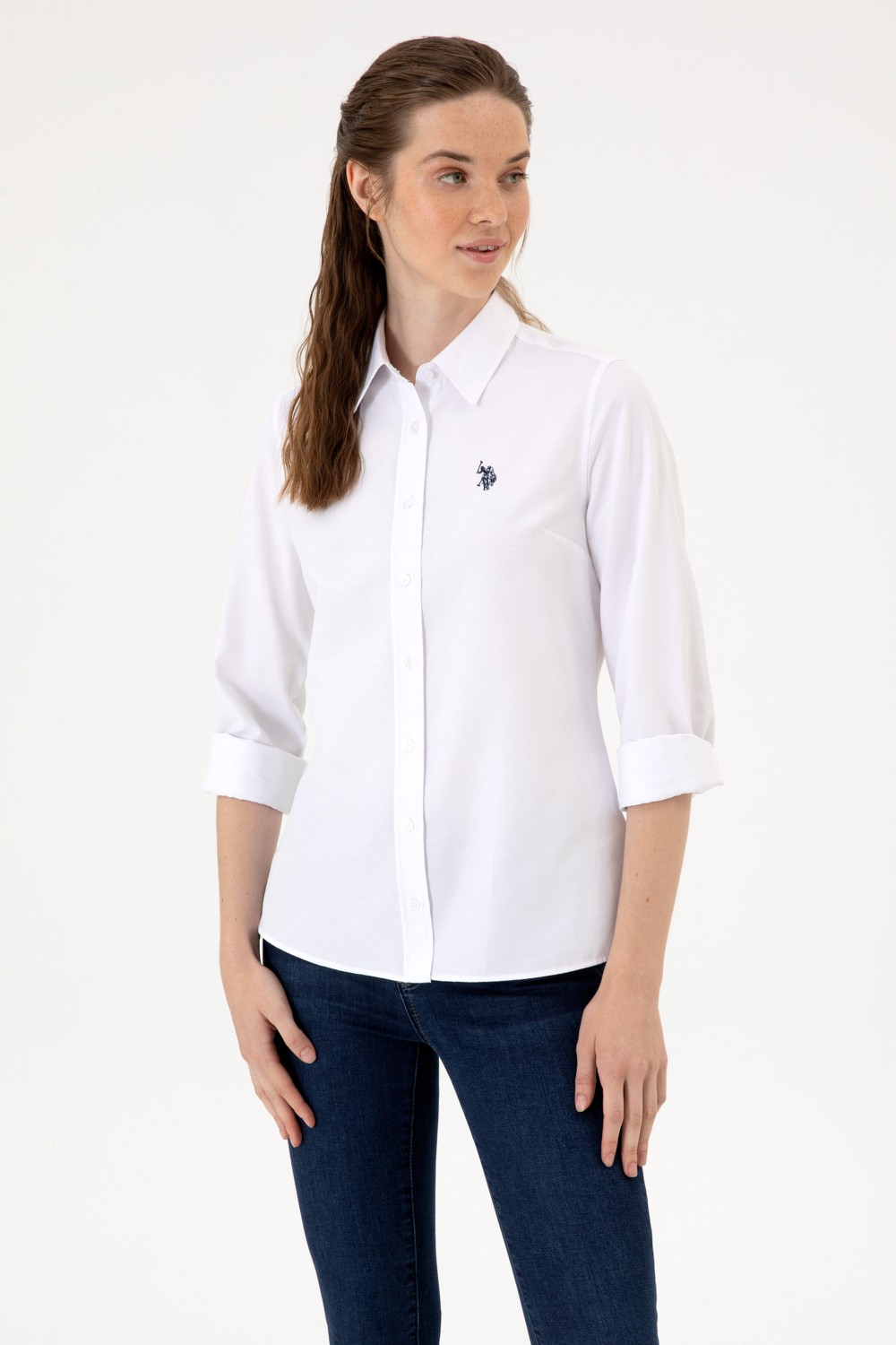U.S. Polo Assn. Kadın Açık Mavi Uzun Kollu Basic Gömlek 50316711-VR003