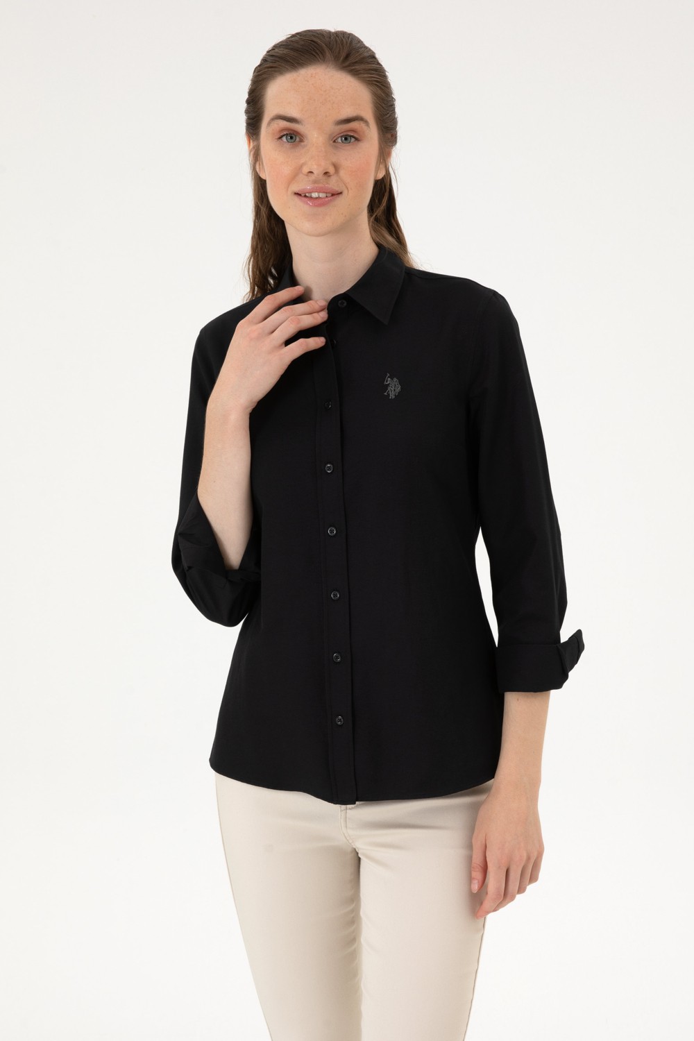 U.S. Polo Assn. Kadın Açık Mavi Uzun Kollu Basic Gömlek 50316711-VR003