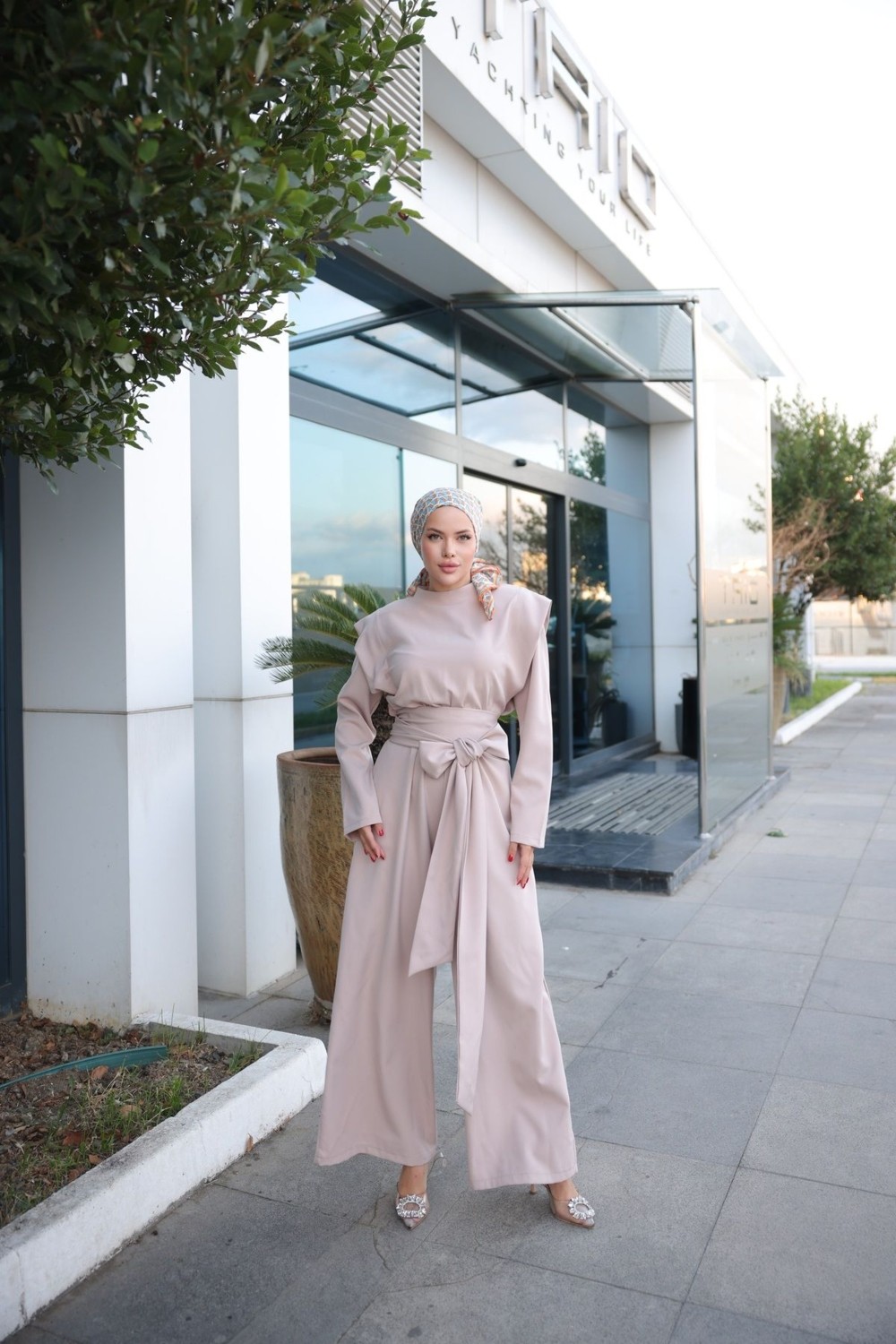 MİMİ LUXURY WEAR Kadin Geniş Kuşak Fermuarlı Tesettür Tulum 513