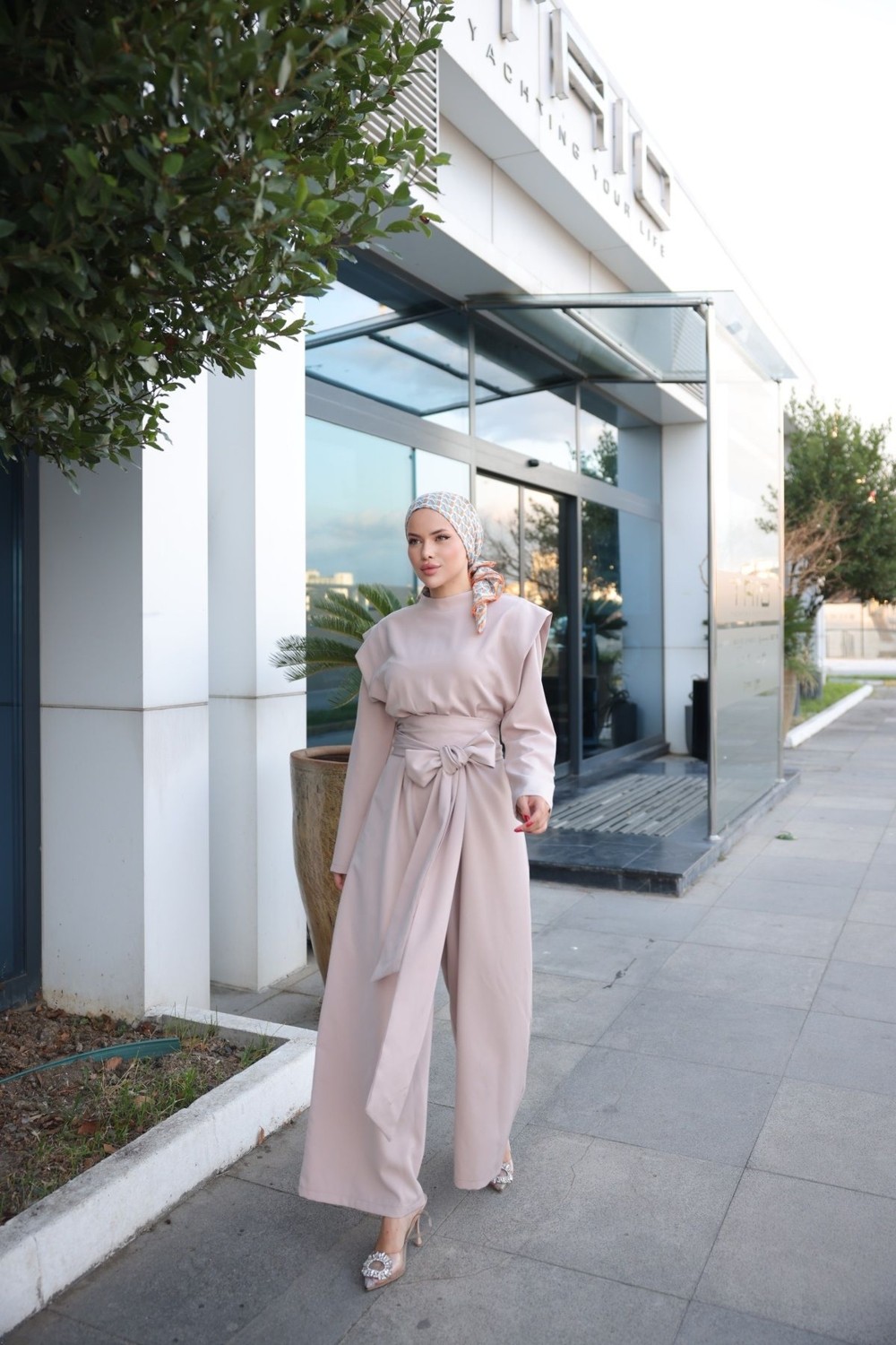 MİMİ LUXURY WEAR Kadin Geniş Kuşak Fermuarlı Tesettür Tulum 513 görsel 2