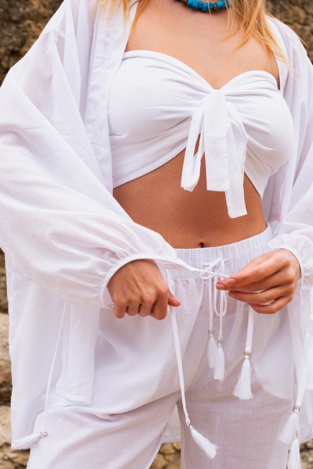 Jojomia Harmony Kadın Kısa Kimono Püskül ve Nakış Detaylı görsel 2