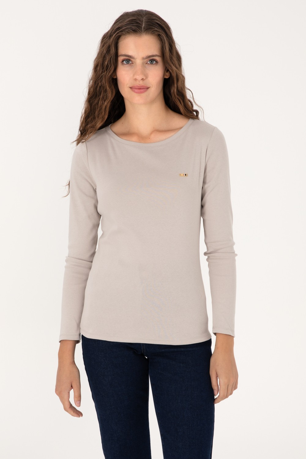 U.S. Polo Assn. Kadın Beyaz Slim Bisiklet Yaka Basic Sweatshırt 50315419-VR013