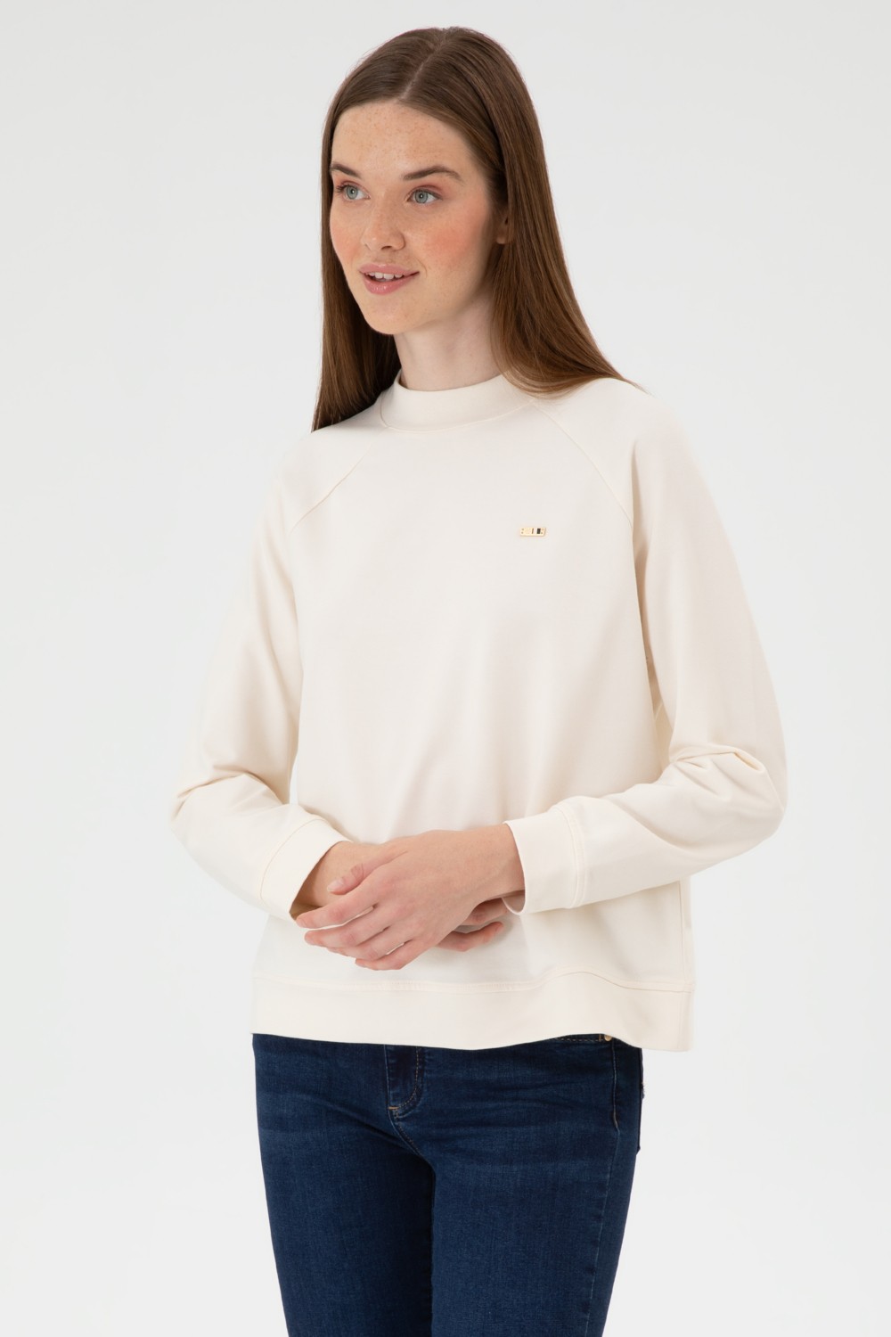 U.S. Polo Assn. Kadın Yeşil Regular Bisiklet Yaka Basic Sweatshırt 50313610-VR054 görsel 3