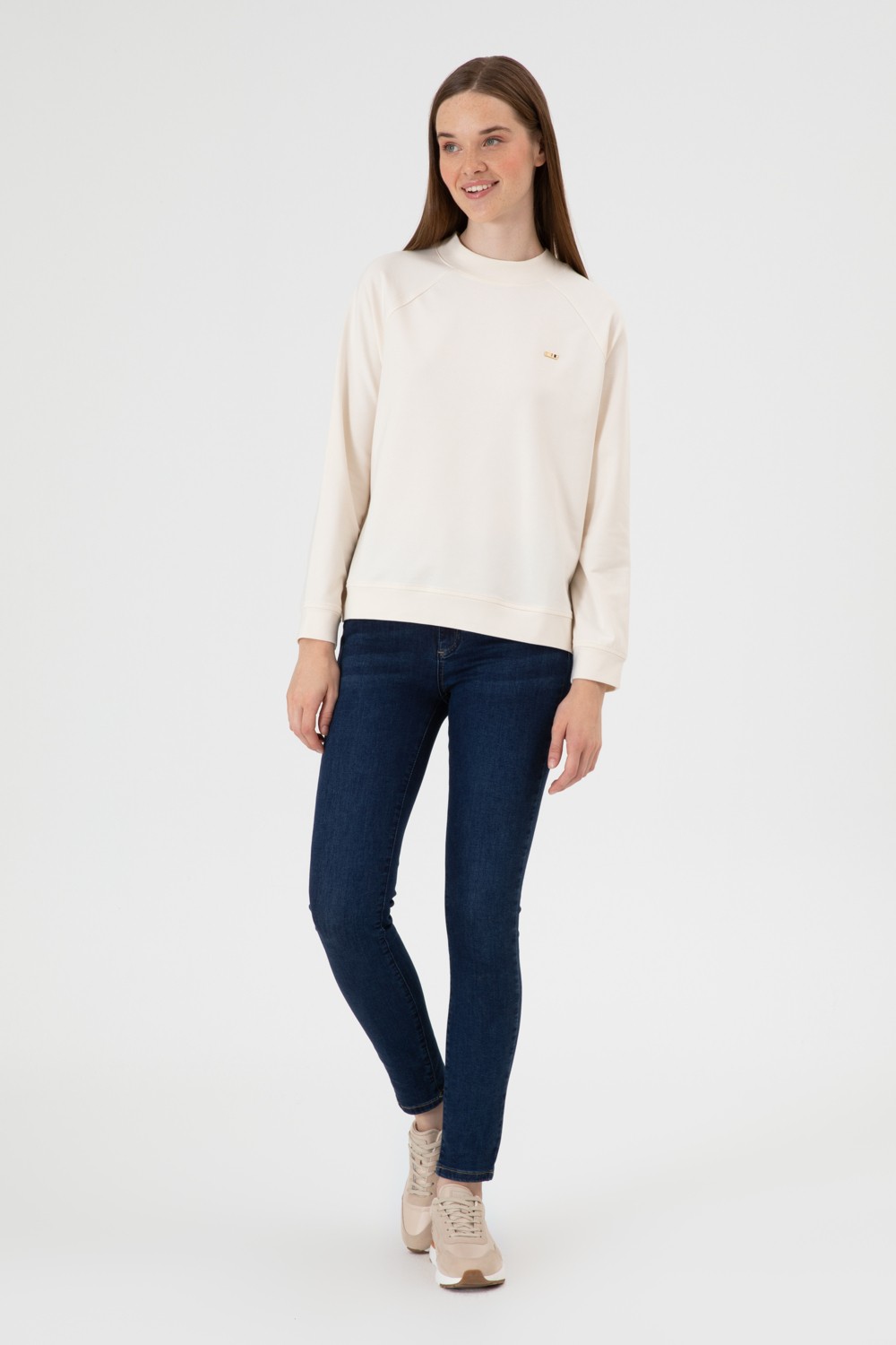 U.S. Polo Assn. Kadın Yeşil Regular Bisiklet Yaka Basic Sweatshırt 50313610-VR054 görsel 4