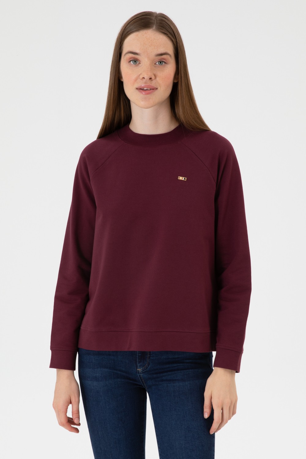U.S. Polo Assn. Kadın Yeşil Regular Bisiklet Yaka Basic Sweatshırt 50313610-VR054 görsel 8