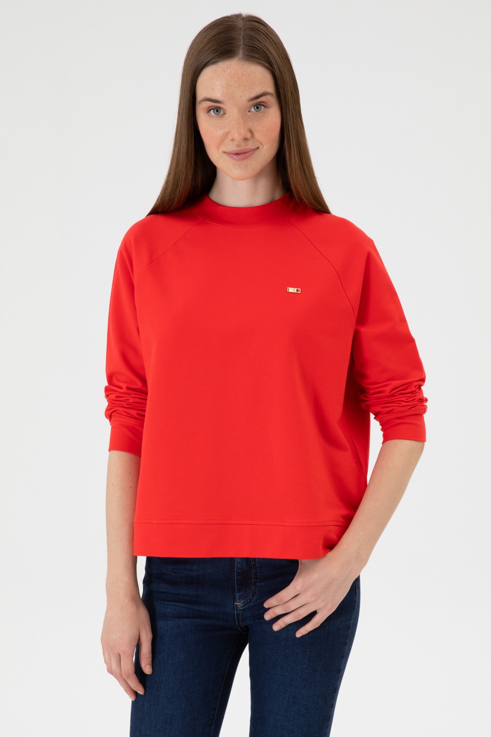 U.S. Polo Assn. Kadın Yeşil Regular Bisiklet Yaka Basic Sweatshırt 50313610-VR054