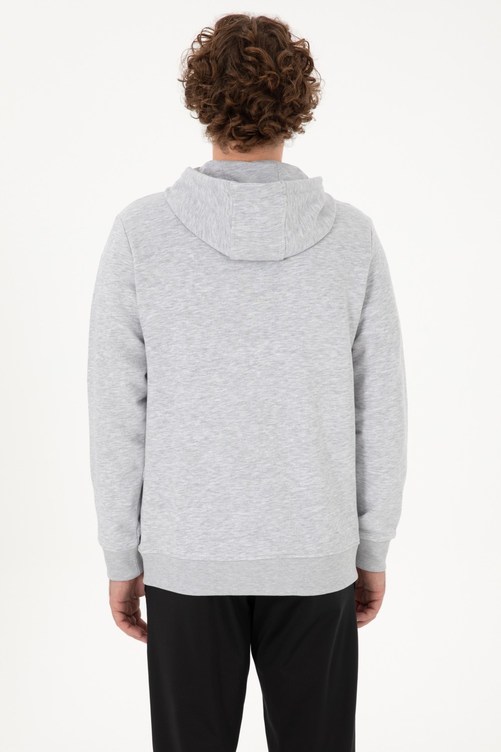 U.S. Polo Assn. Erkek Regular Fit Fermuarlı Kapüşonlu Açık Gri Örme Hırka 50313748-VR001 görsel 5