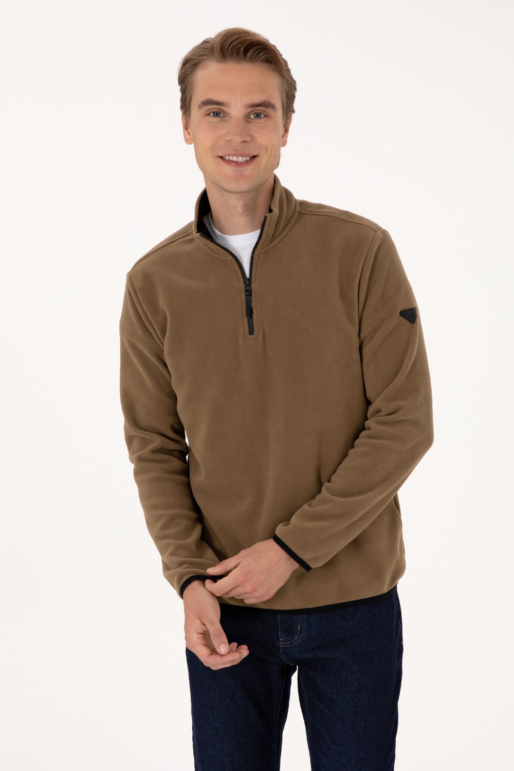 U.S. Polo Assn. Erkek Regular Fit Lacivert Polar Yarım Fermuarlı Basic Sweatshirt 50313777-VR033