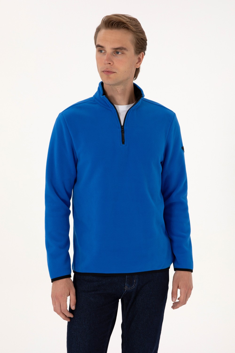 U.S. Polo Assn. Erkek Regular Fit Lacivert Polar Yarım Fermuarlı Basic Sweatshirt 50313777-VR033