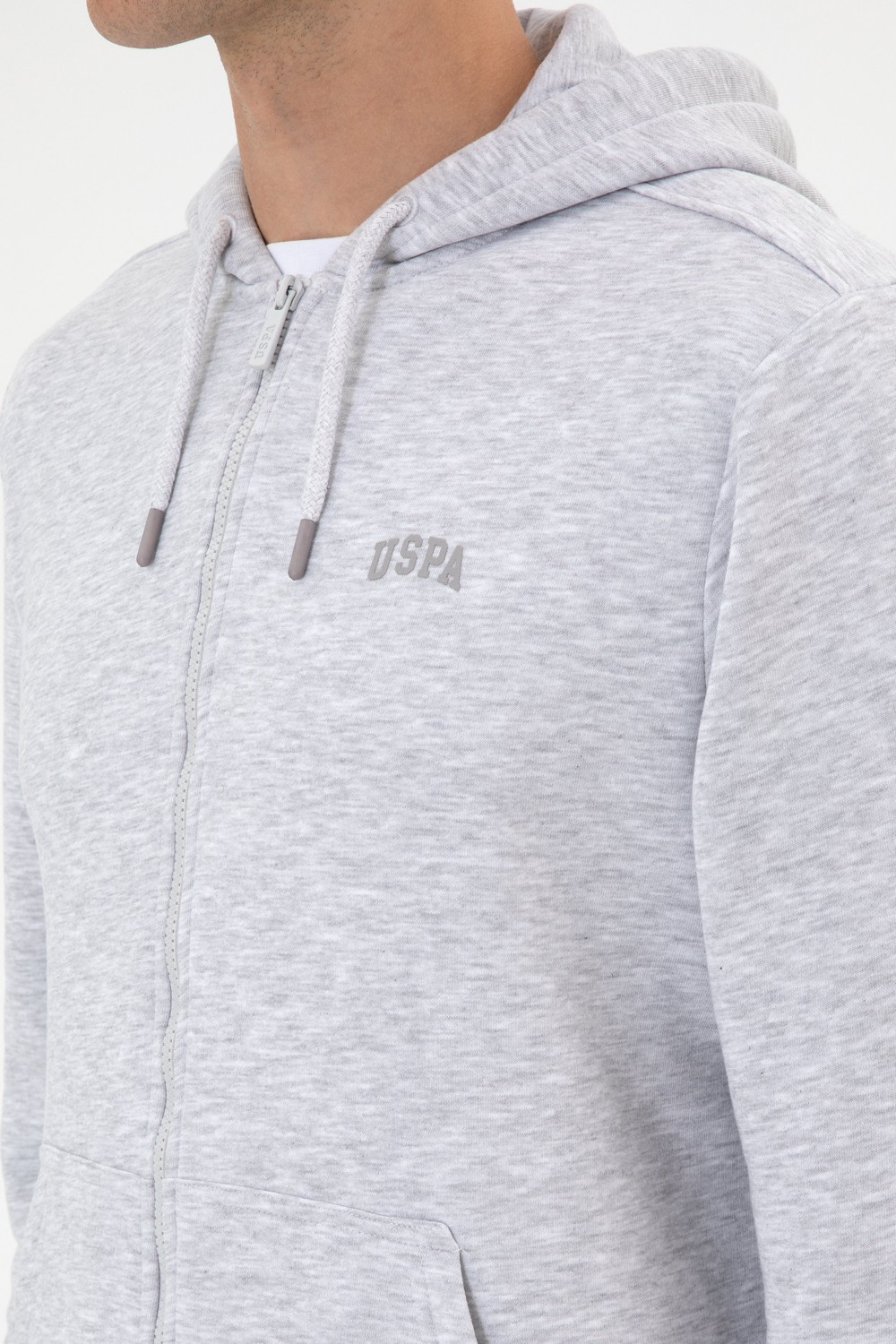 U.S. Polo Assn. Erkek Regular Fit Açık Gri Şardonlu Örme Hırka 50313755-VR001 görsel 7