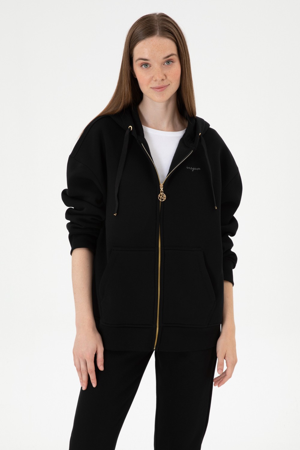 U.S. Polo Assn. Kadın Kahverengi Şardonlu Kapüşonlu Sweatshırt 50314130-VR029