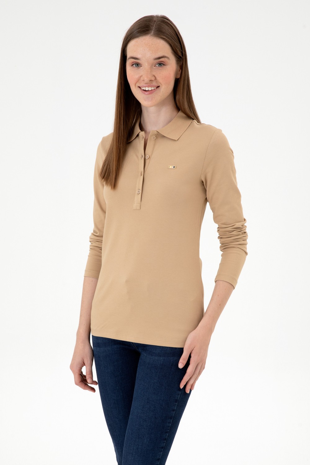 U.S. Polo Assn. Kadın Siyah Basic Polo Yaka Sweatshırt 50313593-VR046 görsel 8