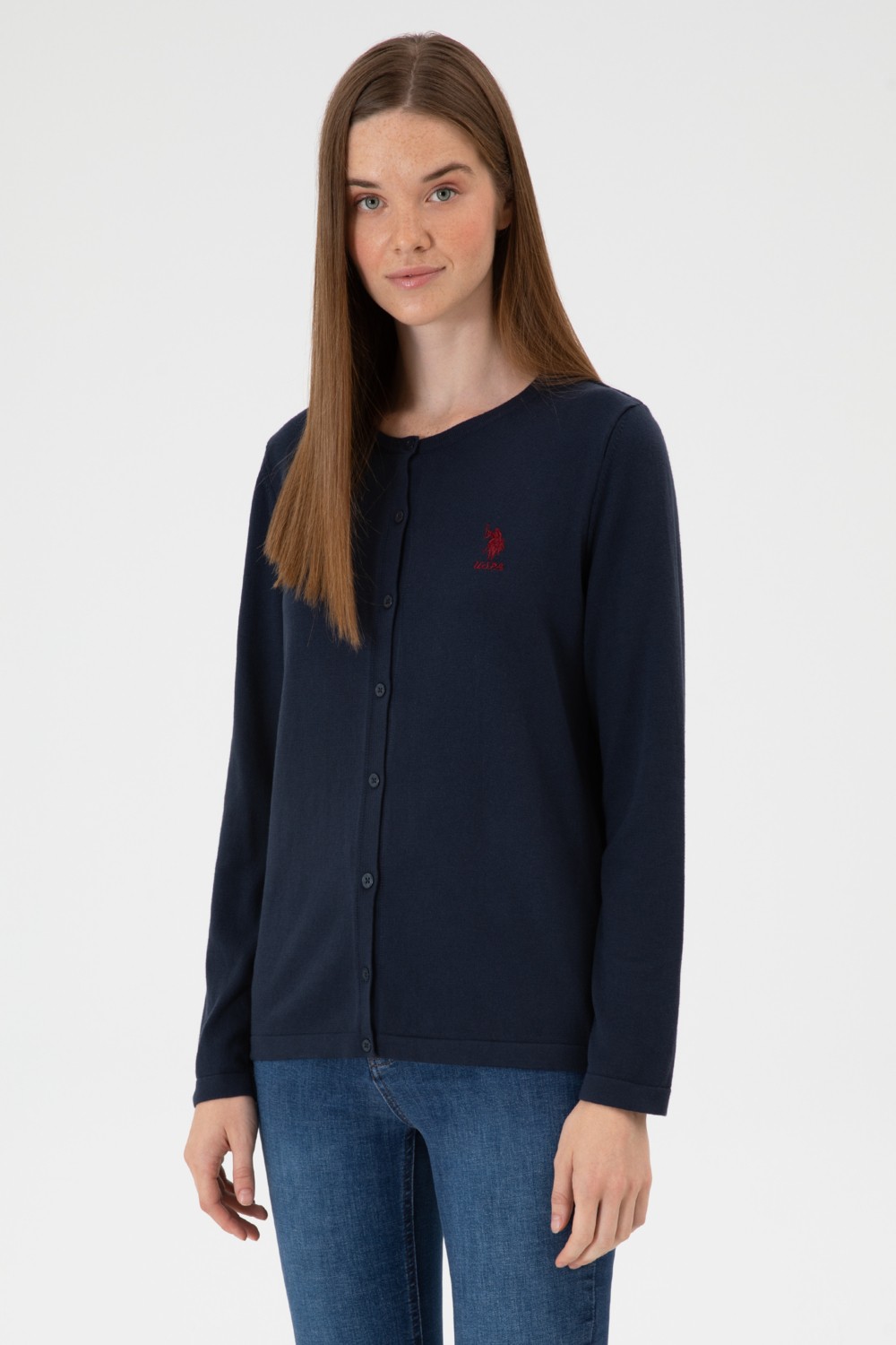 U.S. Polo Assn. Kadın Siyah Basic Triko Hırka 50313624-VR046
