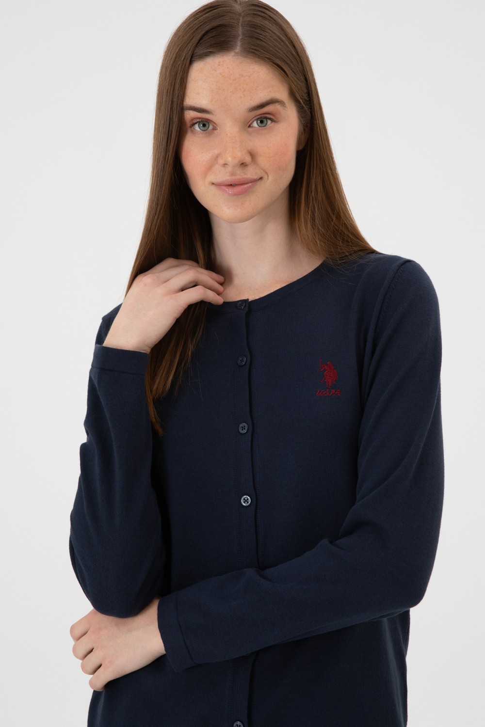 U.S. Polo Assn. Kadın Siyah Basic Triko Hırka 50313624-VR046 görsel 2