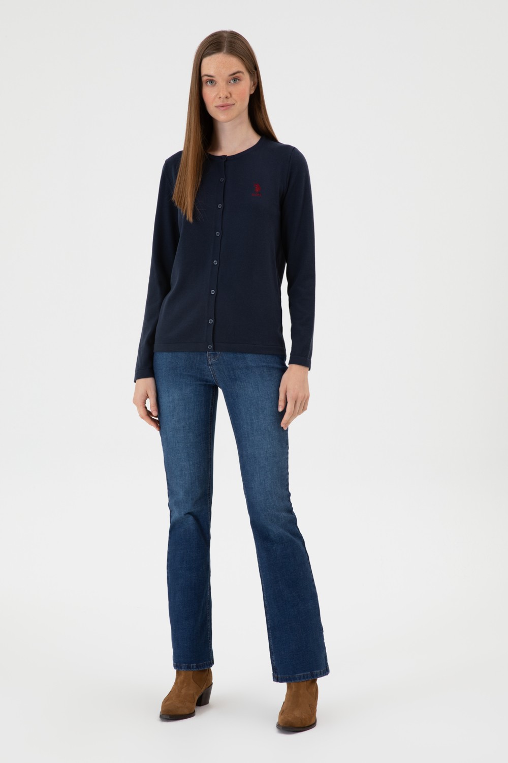 U.S. Polo Assn. Kadın Siyah Basic Triko Hırka 50313624-VR046 görsel 4
