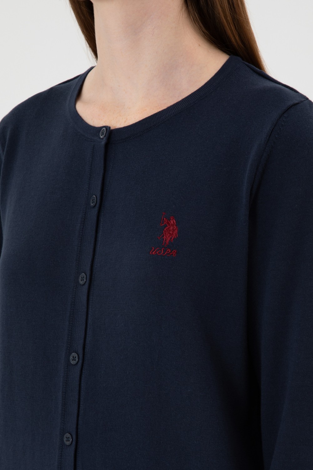 U.S. Polo Assn. Kadın Siyah Basic Triko Hırka 50313624-VR046 görsel 7