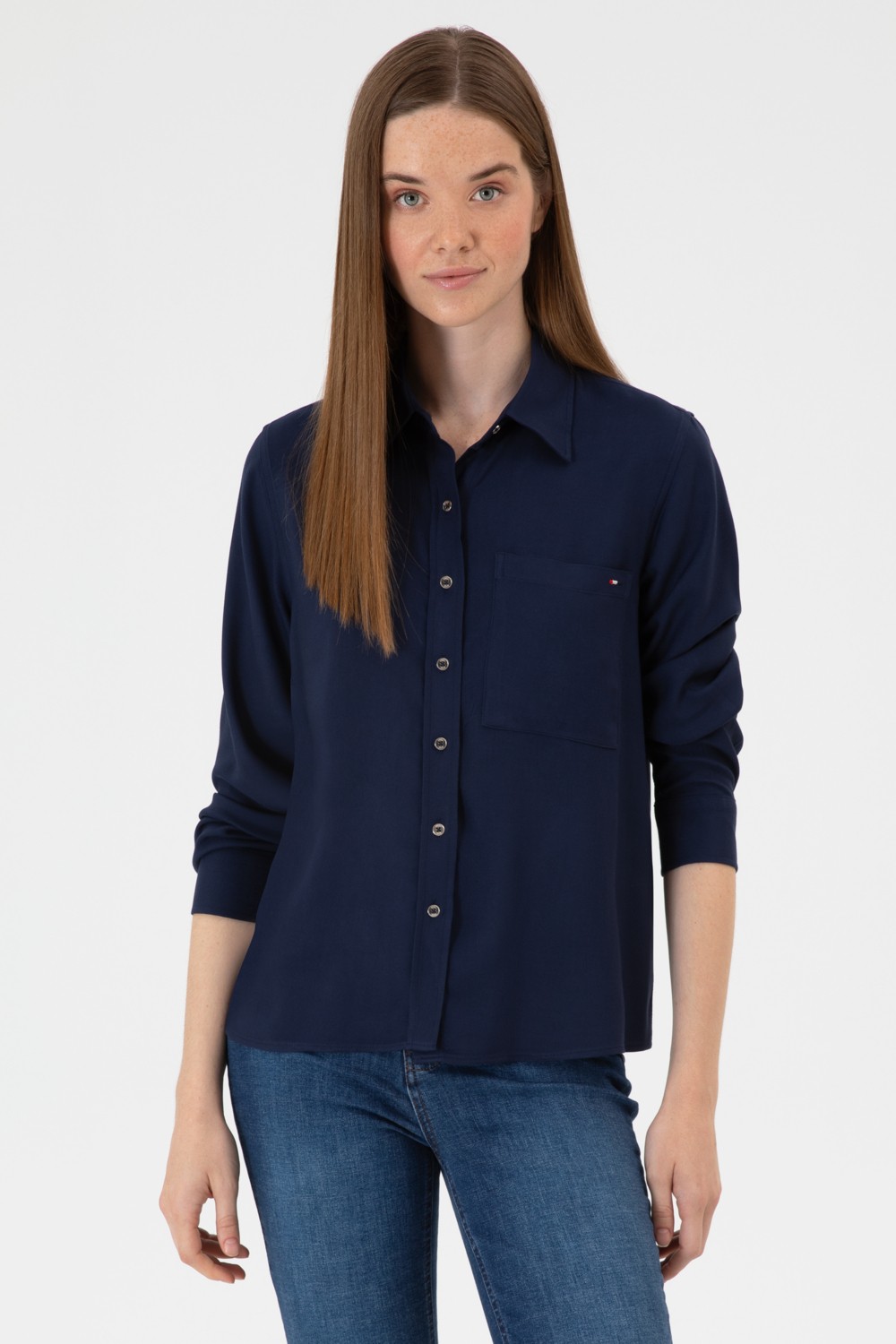 U.S. Polo Assn. Kadın Lacivert Uzun Kollu Gömlek 50316412-VR033