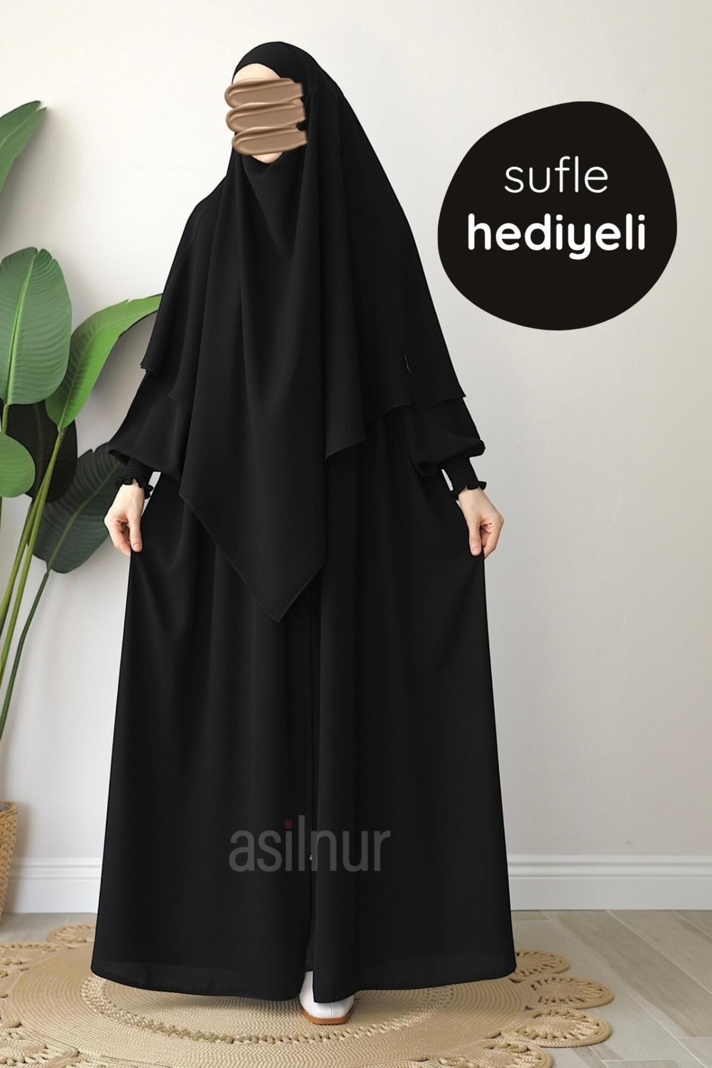 Asilnur Alya Ferace Sufle Hediyeli Takım Haki