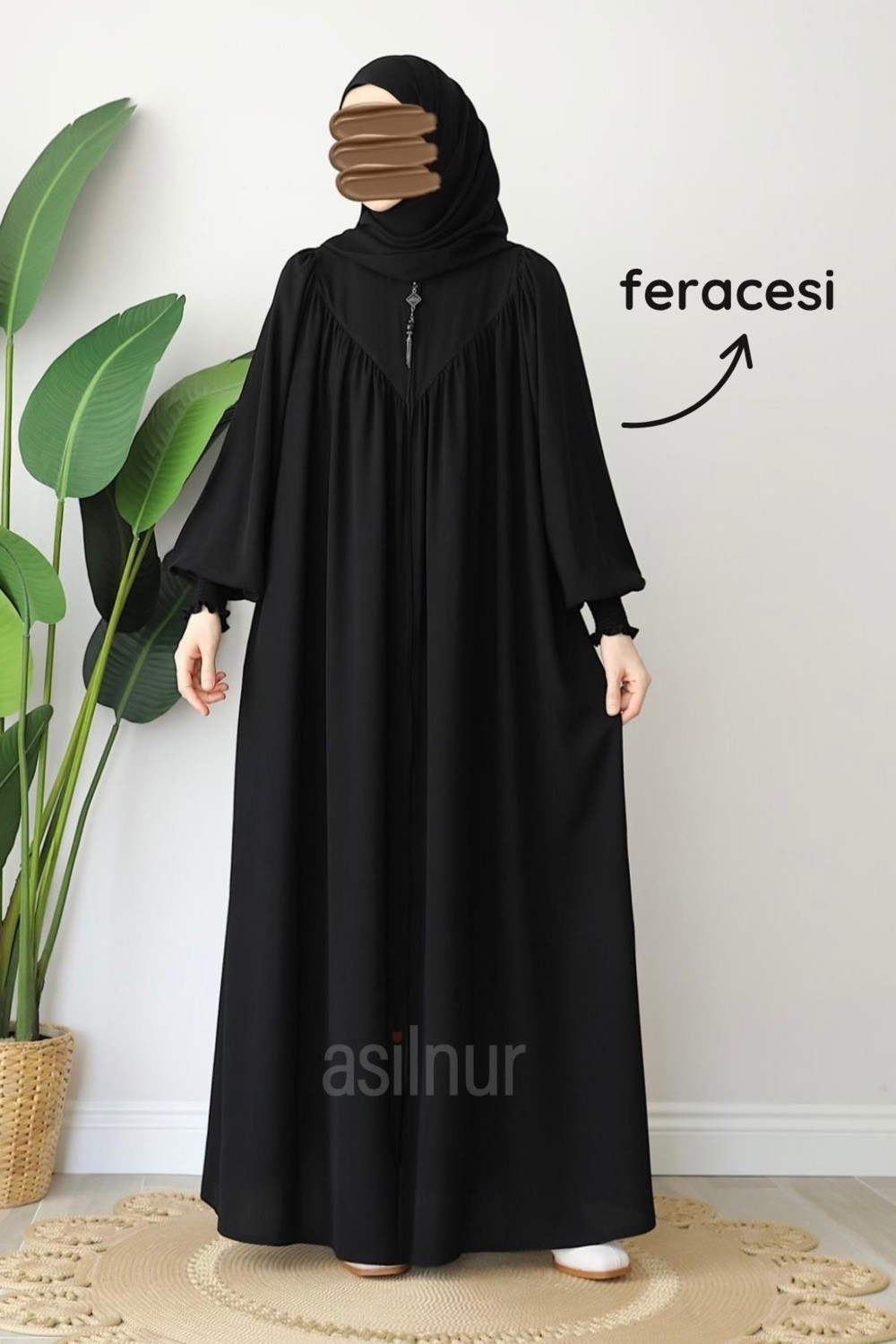 Asilnur Alya Ferace Sufle Hediyeli Takım Haki görsel 4