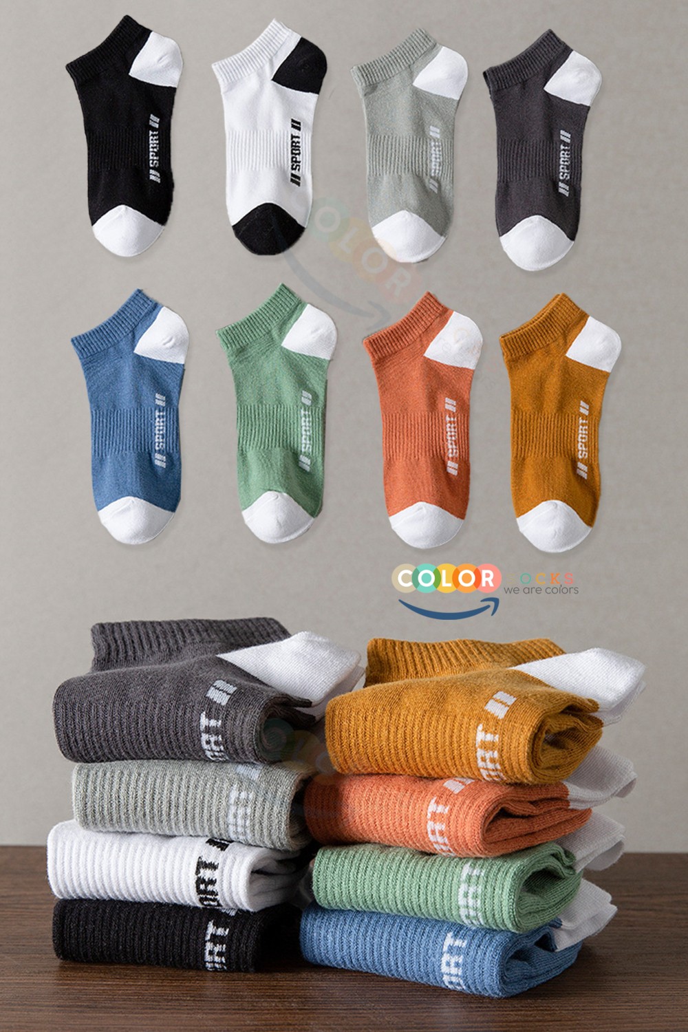 Color Socks 8 Çift Erkek Sport Patik Çorap Seti görsel 6