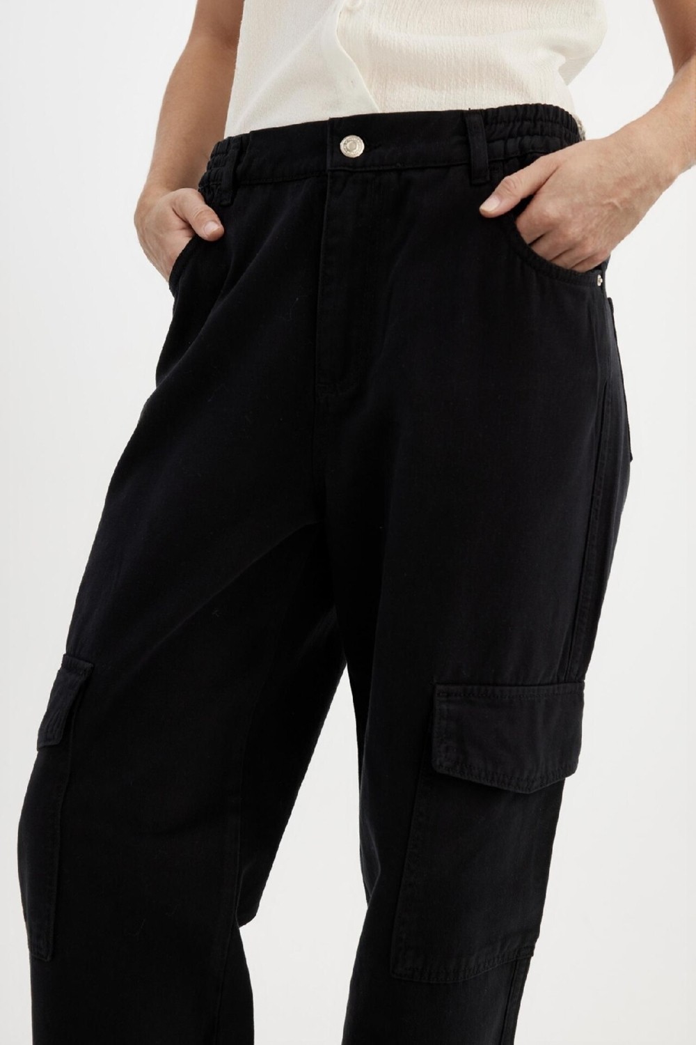 DeFacto Jogger Fit Gabardin Kumaş Normal Bel Basic Kargo Cepli Pantolon B0454AX24AU görsel 5