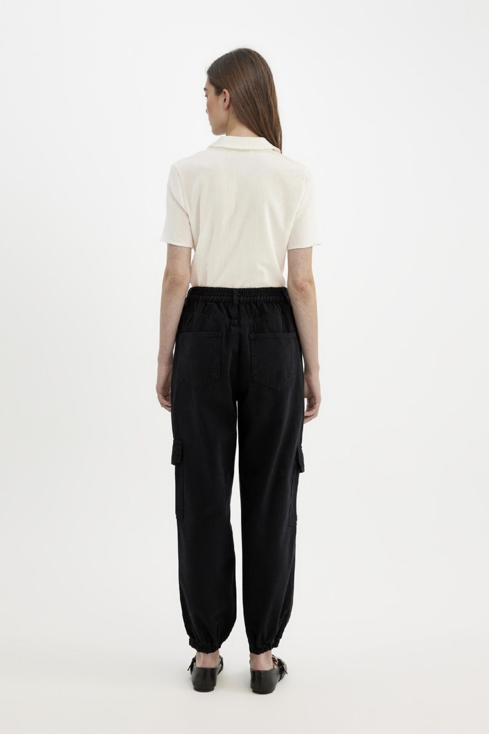 DeFacto Jogger Fit Gabardin Kumaş Normal Bel Basic Kargo Cepli Pantolon B0454AX24AU görsel 6