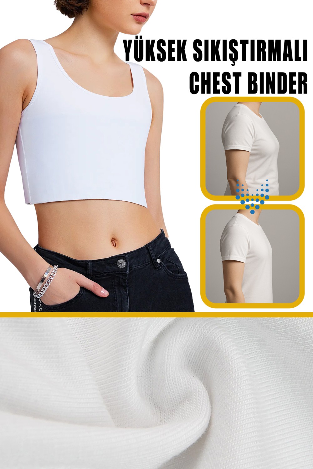 Elilom Göğüs Gizleyici Korse Unisex Jinekomasti ve Tomboy Için Binder Toparlayıcı Düz Silüet görsel 2