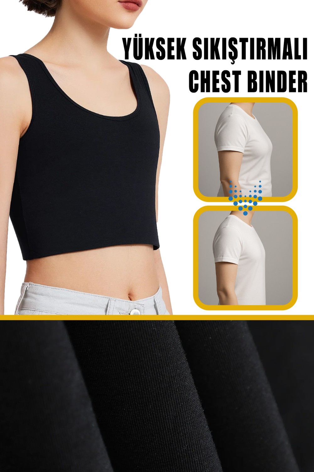 Elilom Göğüs Gizleyici Korse Unisex Jinekomasti ve Tomboy Için Binder Toparlayıcı Düz Silüet görsel 8