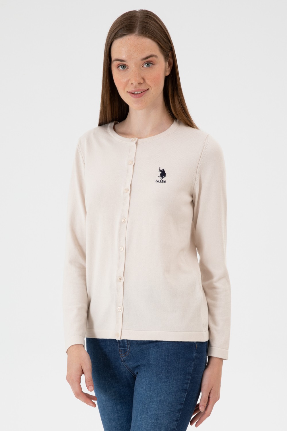 U.S. Polo Assn. Kadın Siyah Basic Triko Hırka 50313624-VR046 görsel 8
