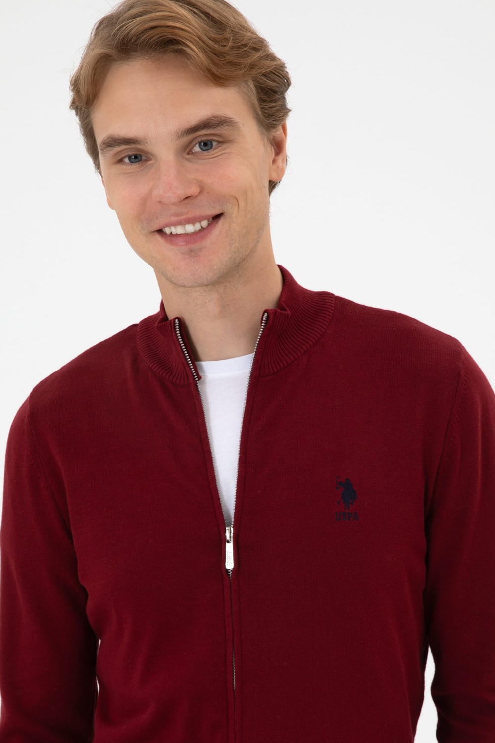 U.S. Polo Assn. Erkek Slim Fit Bordo Triko Hırka 50313684-VR014 görsel 2