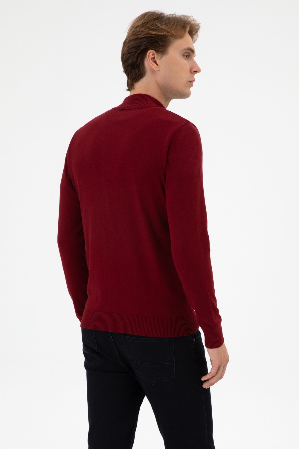 U.S. Polo Assn. Erkek Slim Fit Bordo Triko Hırka 50313684-VR014 görsel 5