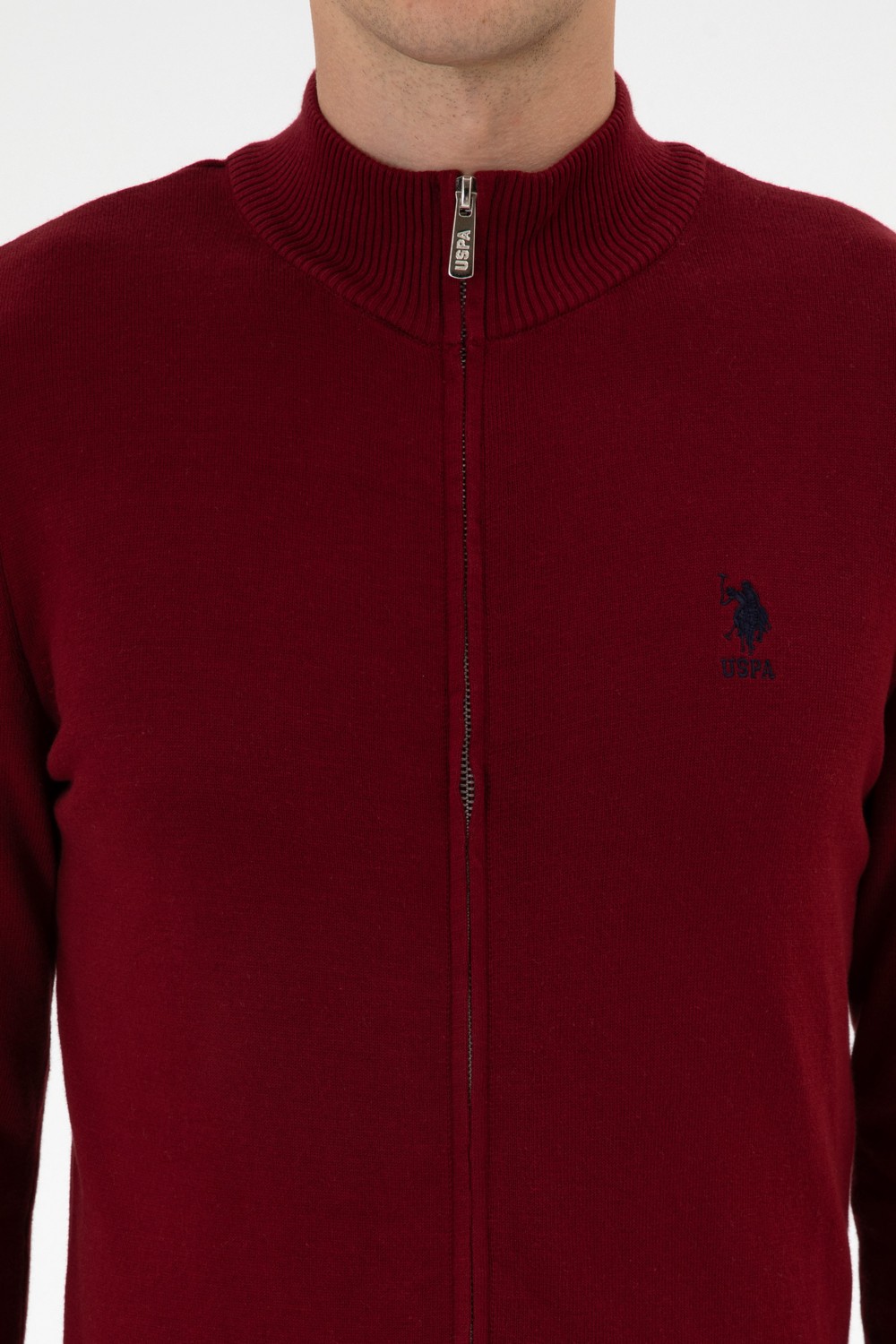 U.S. Polo Assn. Erkek Slim Fit Bordo Triko Hırka 50313684-VR014 görsel 6