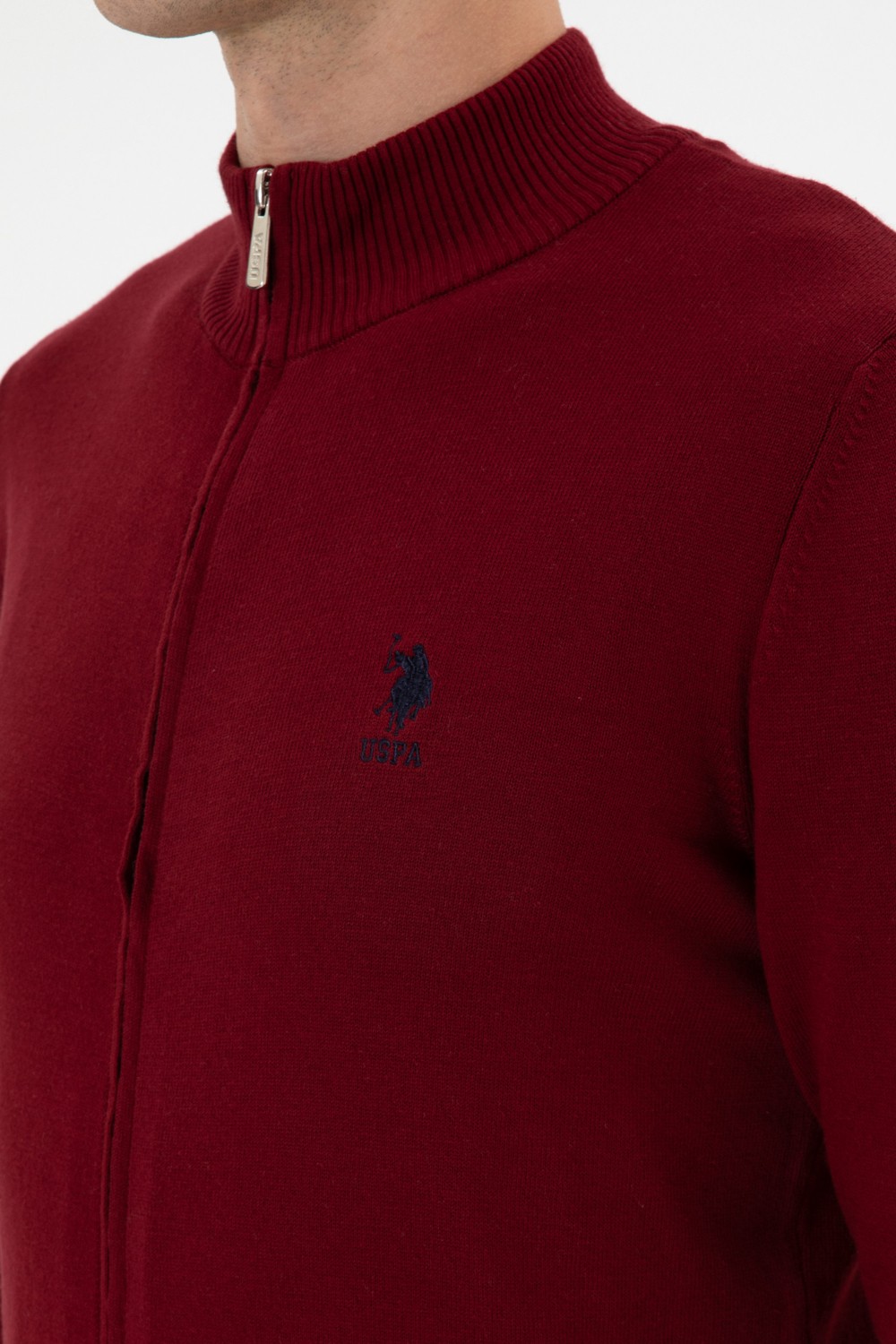 U.S. Polo Assn. Erkek Slim Fit Bordo Triko Hırka 50313684-VR014 görsel 7