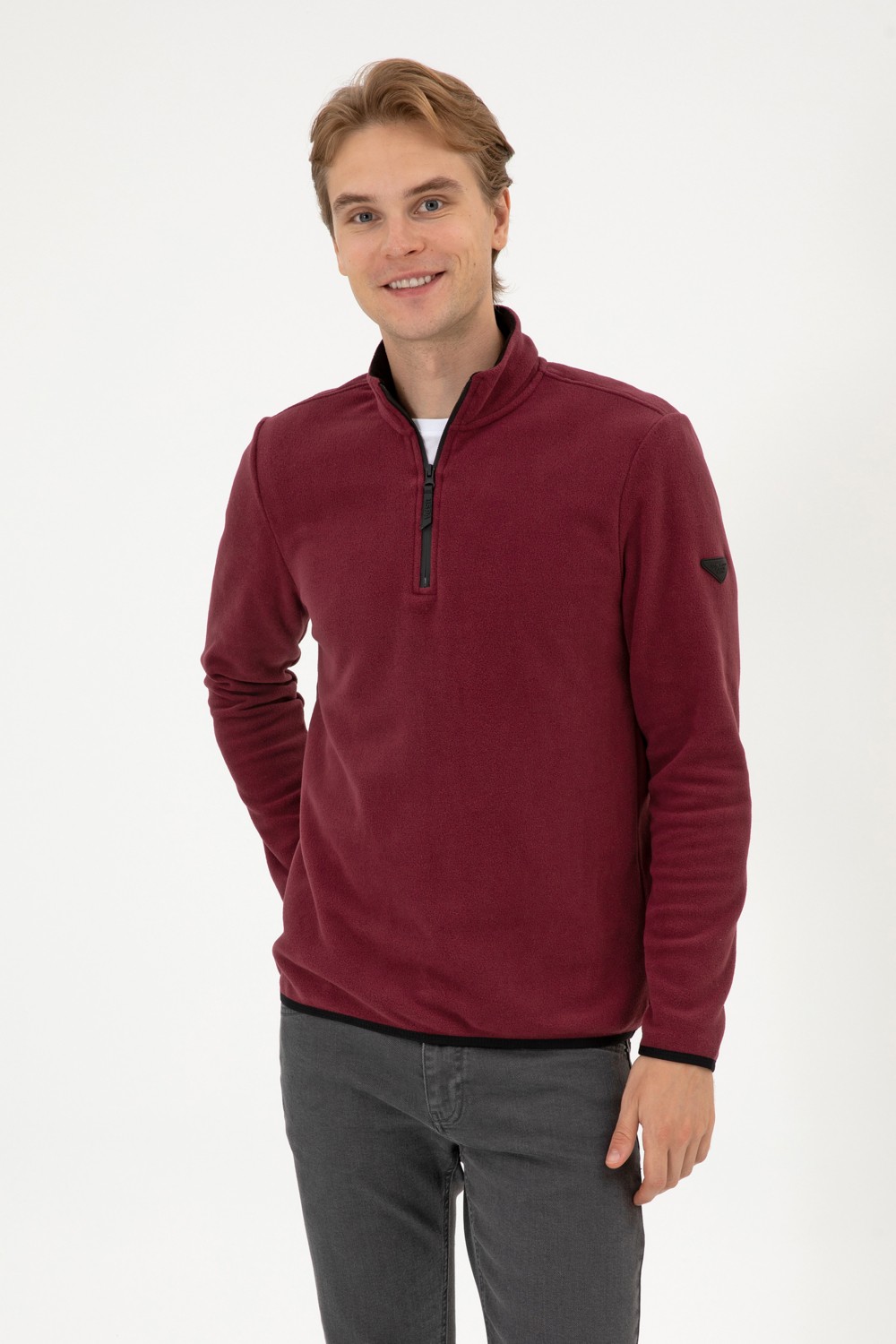 U.S. Polo Assn. Erkek Regular Fit Lacivert Polar Yarım Fermuarlı Basic Sweatshirt 50313777-VR033