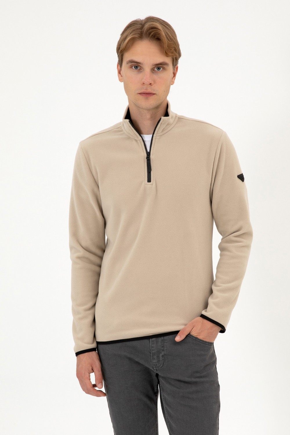 U.S. Polo Assn. Erkek Regular Fit Lacivert Polar Yarım Fermuarlı Basic Sweatshirt 50313777-VR033