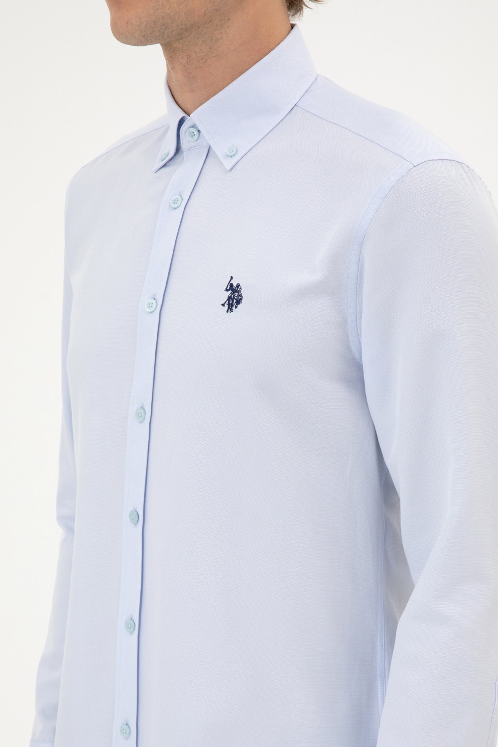 U.S. Polo Assn. Erkek Açık Mavi Uzun Kollu Basic Gömlek 50316723-VR003 görsel 7